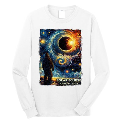 Bigfoot Total Solar Eclipse America Sasquatch Starry Night Long Sleeve Shirt