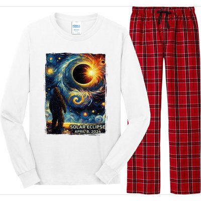 Bigfoot Total Solar Eclipse America Sasquatch Starry Night Long Sleeve Pajama Set