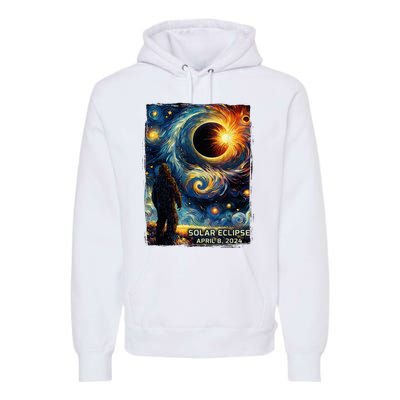 Bigfoot Total Solar Eclipse America Sasquatch Starry Night Premium Hoodie