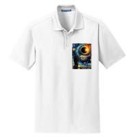 Bigfoot Total Solar Eclipse America Sasquatch Starry Night Dry Zone Grid Polo