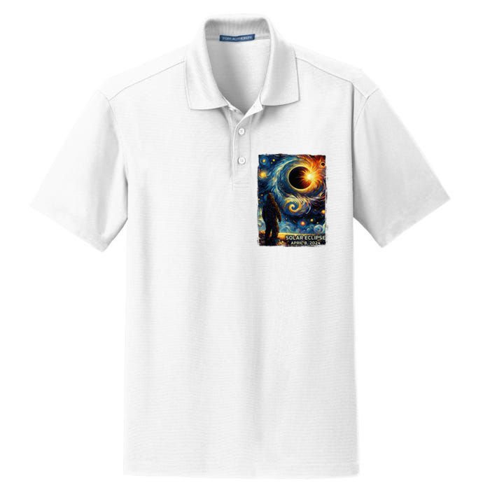 Bigfoot Total Solar Eclipse America Sasquatch Starry Night Dry Zone Grid Polo