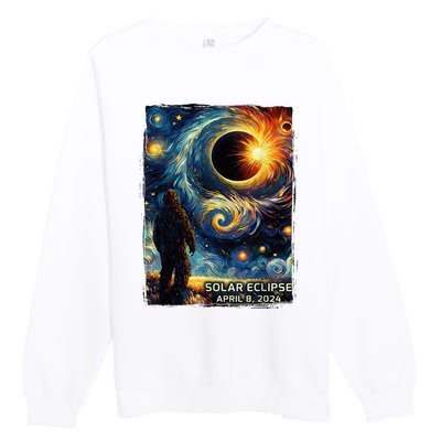 Bigfoot Total Solar Eclipse America Sasquatch Starry Night Premium Crewneck Sweatshirt