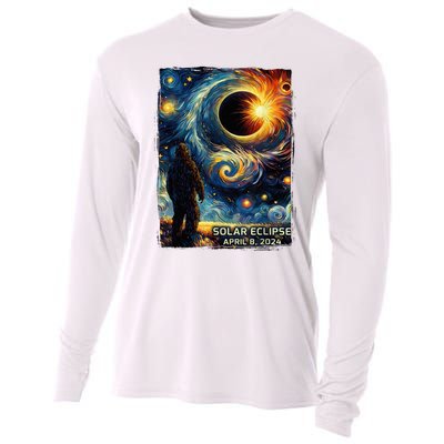 Bigfoot Total Solar Eclipse America Sasquatch Starry Night Cooling Performance Long Sleeve Crew