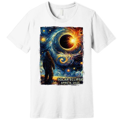 Bigfoot Total Solar Eclipse America Sasquatch Starry Night Premium T-Shirt