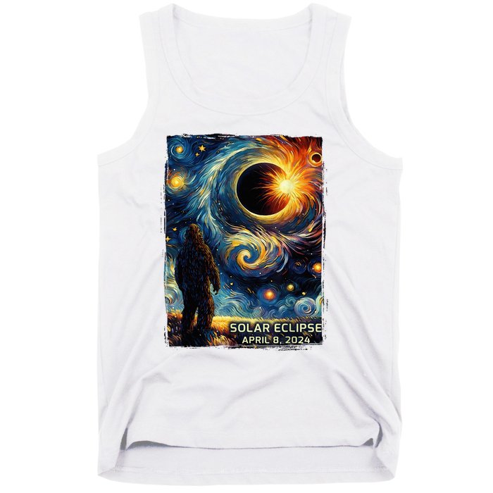 Bigfoot Total Solar Eclipse America Sasquatch Starry Night Tank Top