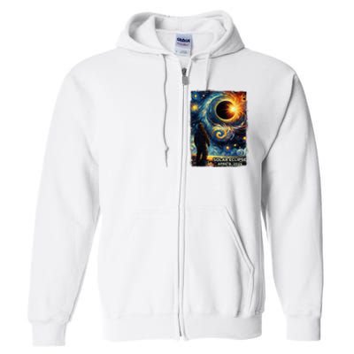 Bigfoot Total Solar Eclipse America Sasquatch Starry Night Full Zip Hoodie