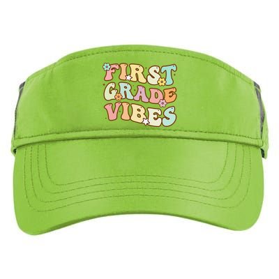 Back To School First Grade Vibes Retro Teacher Women Adult Drive Performance Visor