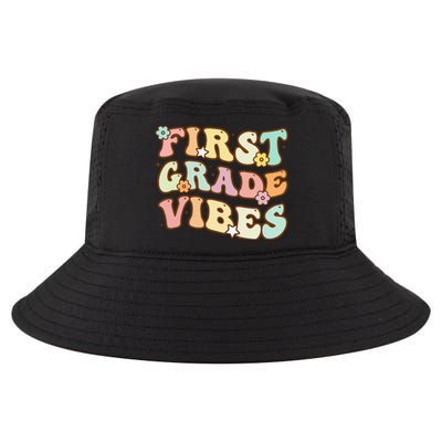 Back To School First Grade Vibes Retro Teacher Women Cool Comfort Performance Bucket Hat