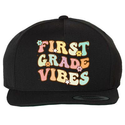 Back To School First Grade Vibes Retro Teacher Women Wool Snapback Cap