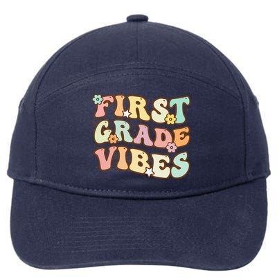 Back To School First Grade Vibes Retro Teacher Women 7-Panel Snapback Hat