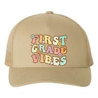 Back To School First Grade Vibes Retro Teacher Women Yupoong Adult 5-Panel Trucker Hat