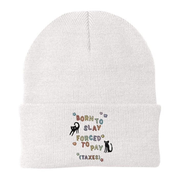 Born To Slay Forced To Pay Taxes Cat Knit Cap Winter Beanie