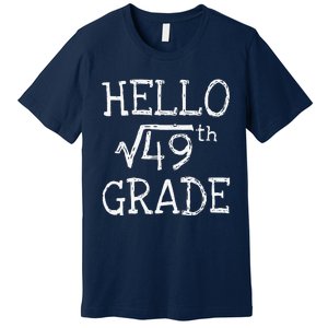 Back To School 7th Grade Square Root Of 49 Math Teacher Premium T-Shirt