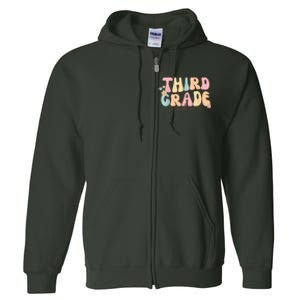 Back To School Third Grade Vibes Student Teacher Wo Kid Full Zip Hoodie