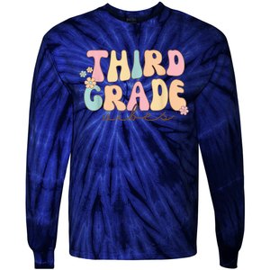 Back To School Third Grade Vibes Student Teacher Wo Kid Tie-Dye Long Sleeve Shirt