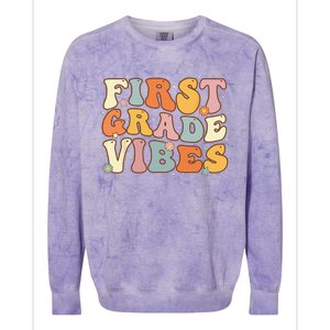 Back To School First Grade Vibes Student Teacher Women Colorblast Crewneck Sweatshirt