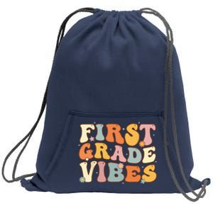 Back To School First Grade Vibes Student Teacher Women Sweatshirt Cinch Pack Bag