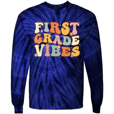 Back To School First Grade Vibes Student Teacher Women Tie-Dye Long Sleeve Shirt