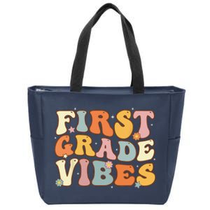 Back To School First Grade Vibes Student Teacher Women Zip Tote Bag