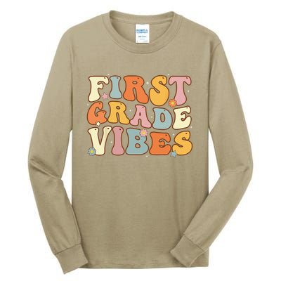 Back To School First Grade Vibes Student Teacher Women Tall Long Sleeve T-Shirt