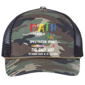 Back To School Math Is Not A Spectator Sport Math Teacher Gift Retro Rope Trucker Hat Cap