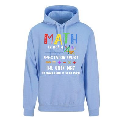 Back To School Math Is Not A Spectator Sport Math Teacher Gift Unisex Surf Hoodie