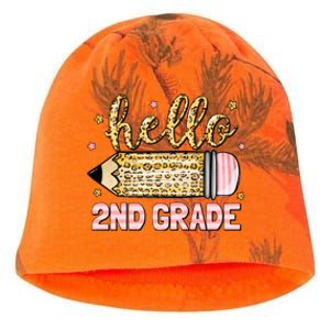 Back To School Hello Second 2nd Grade Leopard Pencil Girl Kati - Camo Knit Beanie