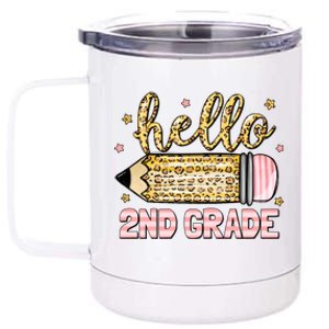 Back To School Hello Second 2nd Grade Leopard Pencil Girl 12 oz Stainless Steel Tumbler Cup