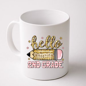 Back To School Hello Second 2nd Grade Leopard Pencil Girl Coffee Mug