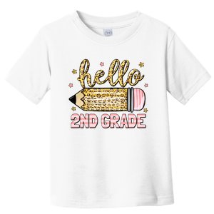 Back To School Hello Second 2nd Grade Leopard Pencil Girl Toddler T-Shirt