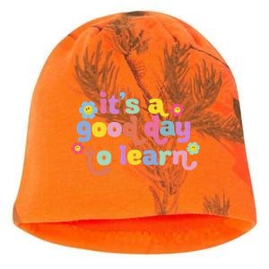 Back To School Motivational It's A Good Day To Learn Teacher Kati - Camo Knit Beanie