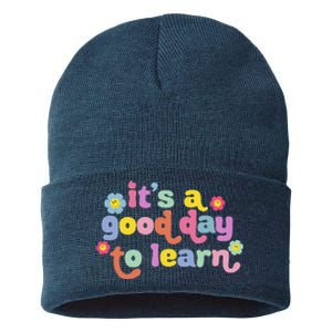 Back To School Motivational It's A Good Day To Learn Teacher Sustainable Knit Beanie