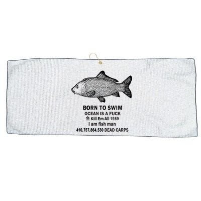 Born To Swim Ocean Is A Fuck Kill Em All 1989 Large Microfiber Waffle Golf Towel