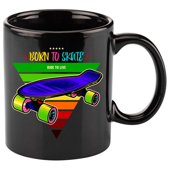 Born To Skate Ride To Live 11oz C Handle Ceramic Mug