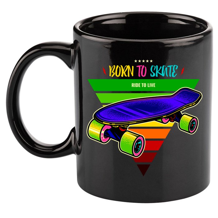 Born To Skate Ride To Live 11oz C Handle Ceramic Mug