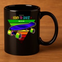 Born To Skate Ride To Live 11oz C Handle Ceramic Mug