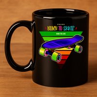 Born To Skate Ride To Live 11oz C Handle Ceramic Mug