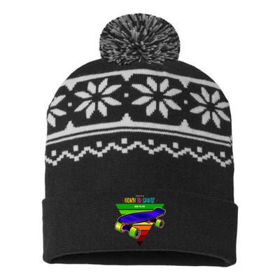 Born To Skate Ride To Live USA-Made Snowflake Beanie