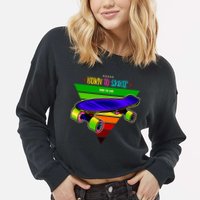 Born To Skate Ride To Live Cropped Pullover Crew