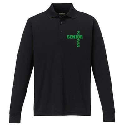 Back To School Officially A Senior Green Senior 2025 Performance Long Sleeve Polo