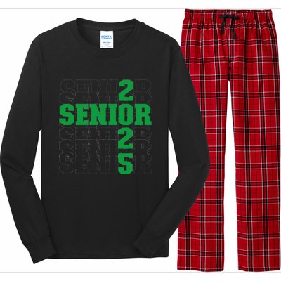 Back To School Officially A Senior Green Senior 2025 Long Sleeve Pajama Set