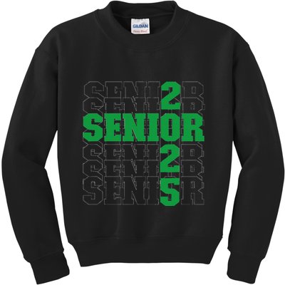Back To School Officially A Senior Green Senior 2025 Kids Sweatshirt