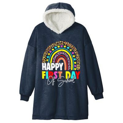 Back To School Funny Happy First Day Of School For Teachers Hooded Wearable Blanket