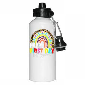 Back To School Funny Happy First Day Of School For Teachers Aluminum Water Bottle