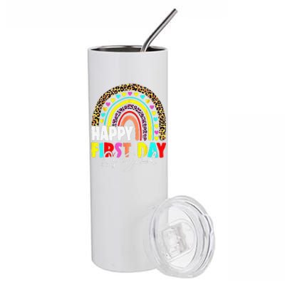 Back To School Funny Happy First Day Of School For Teachers Stainless Steel Tumbler