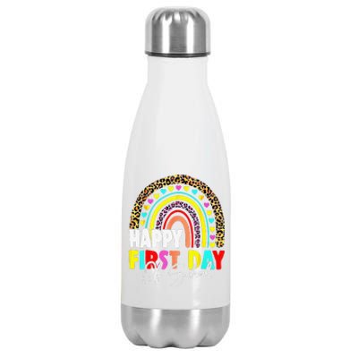 Back To School Funny Happy First Day Of School For Teachers Stainless Steel Insulated Water Bottle