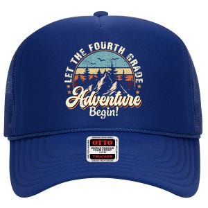 Back To School Let The 4th Grade Adventure Begin High Crown Mesh Back Trucker Hat