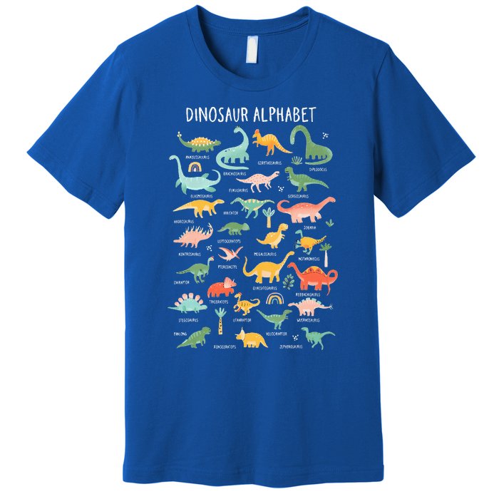 Back To School Types Of Dinosaurs Alphabet Identification Premium T-Shirt