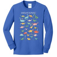 Back To School Types Of Dinosaurs Alphabet Identification Kids Long Sleeve Shirt