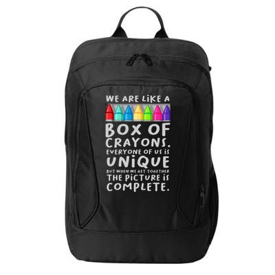 Back To School Teacher We Are Like A Box Of Crayons City Backpack